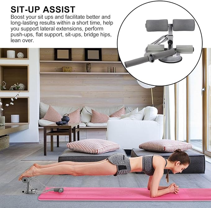 BESPORTBLE Adjustable Sit-up Assistive Device with Suction Cups Portable Floor Bar for Abdominal Workout Crunches and Core Training at Home