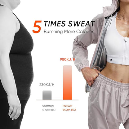 HOTSUIT Sauna Suit Women Machine Washable Sweat Sauna Jacket Pants Anti Rip Sweat Suits for Gym Workout