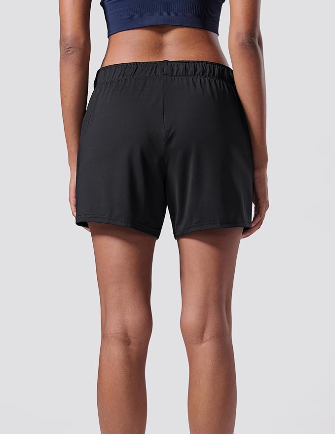 Liberty Imports 1 or 5 Pack Womens Lounge Workout Shorts with Zipper Pockets 5" Inseam Lightweight Athletic Casual Shorts
