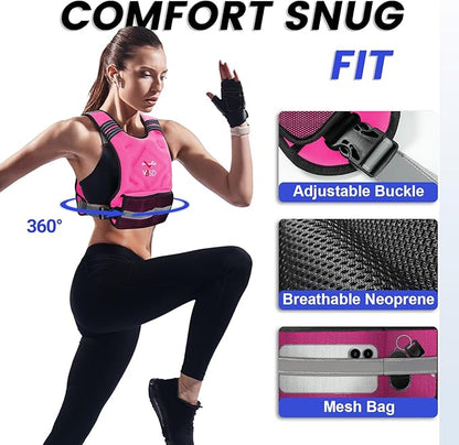 VBSD Adjustable Weighted Vest for Women Men 4-10lb/11-20lb/20-32lb Vest with 6 Ironsand Weights Body Weight Vest with Reflective Strip for Running Walking Strength Training Workouts