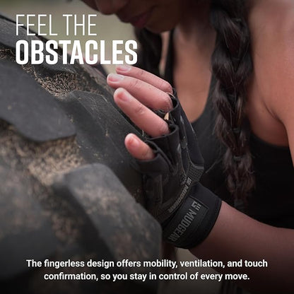 MudGear Gloves - Durable Fingerless Workout Gloves with Wrist Support for Obstacle Races and Fitness Training, Improves Grip, Protects Hands, Boosts Performance