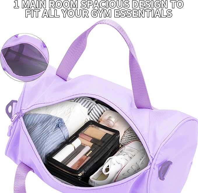 Mini Gym Bag for Women Small Duffle Bag Mini Gym Tote Bag Sport Bag for Yoga Swimming Dance (Purple)