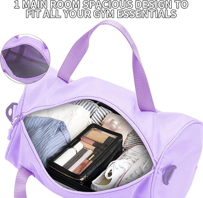 Mini Gym Bag for Women Small Duffle Bag Mini Gym Tote Bag Sport Bag for Yoga Swimming Dance (Purple)