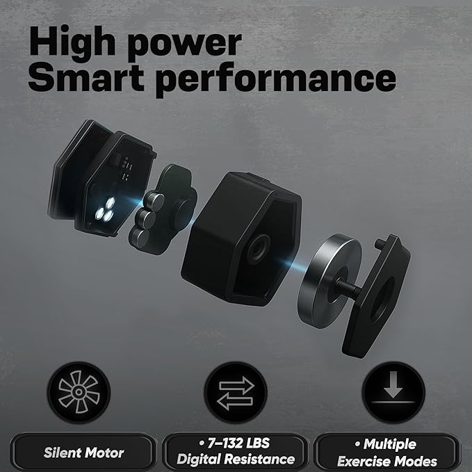 Smart Home Gym - Portable Home Gym Equipment with Digital Resistance 7-66 lbs | Double Motor Electronic Cable Machine for Strength Training | Compact Motorized Adjustable Weight Fitness System