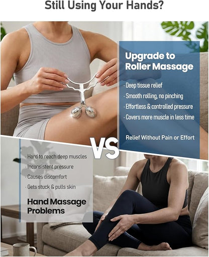 Yeamon Massage Roller for Body, Cooling Steel Muscle Roller Massager with Extra Large Rollers, Handheld Massage Tools for Back Leg Arm Relax Post Workout Relief