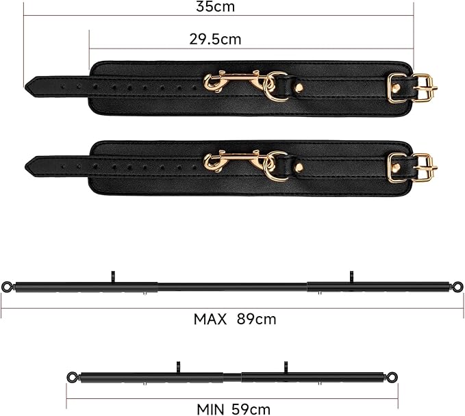 Heavy Duty Stainless Steel Expandable Spreader Bar with 2pcs PU Adjustable Straps, Sports Aid Training Fitness Gear Pilates Aid Kit,Home Indoor Sports Yoga Set