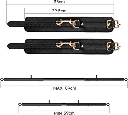 Heavy Duty Stainless Steel Expandable Spreader Bar with 2pcs PU Adjustable Straps, Sports Aid Training Fitness Gear Pilates Aid Kit,Home Indoor Sports Yoga Set