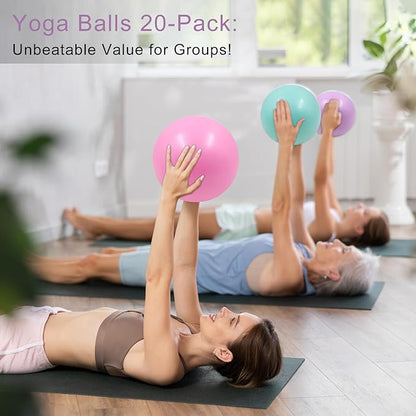 20-Pack of 9 Inch Exercise Balls, Pilates Ball & Mini Yoga Ball for Physical Therapy, Core Strength, Stability Training - Anti-Burst, Slip Resistant for Home, Gym, Office - Bulk Set
