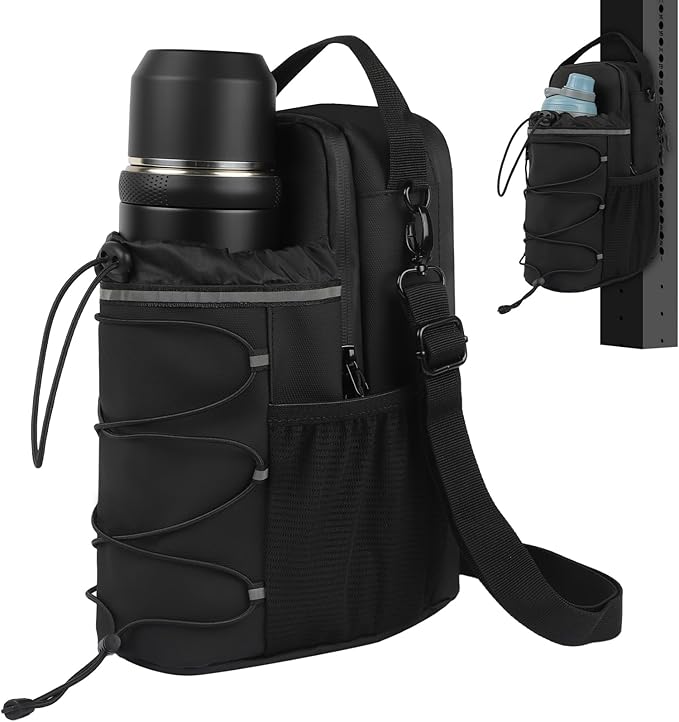 Magnetic Gym Bag & Water Bottle Holder for Men & Women | Fits 20oz to 64oz Bottles | Crossbody Sling with 4 Strong Magnets | Waterproof 900D Fabric with Phone & Key Pockets for Fitness, Gym & Sports