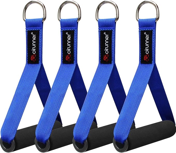 Coolrunner 2 Pair Resistance Band Handles Grips Fitness Strap Wide Design Heavy Duty Cable Handles with Solid ABS Cores, Heavy Gauge Welded D-Rings (4-Piece Set)
