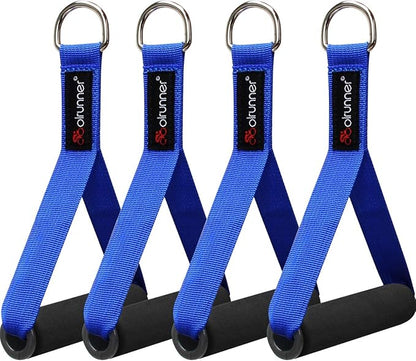 Coolrunner 2 Pair Resistance Band Handles Grips Fitness Strap Wide Design Heavy Duty Cable Handles with Solid ABS Cores, Heavy Gauge Welded D-Rings (4-Piece Set)