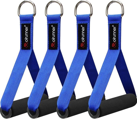 Coolrunner 2 Pair Resistance Band Handles Grips Fitness Strap Wide Design Heavy Duty Cable Handles with Solid ABS Cores, Heavy Gauge Welded D-Rings (4-Piece Set)