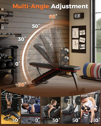 Smith Machines Home Gym with Bench, Squat Rack with Weight Bar, Dual LAT Pull-Down Systems & Cable Crossover Machine for Full-Body Workouts Training, Red & Black