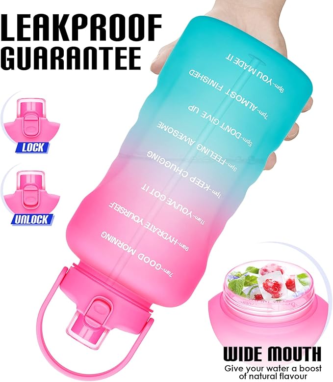 HydroPal 1 Gallon Water Bottles with Straw, 128 oz Water Bottle BPA Free Innovative 2-IN-1 Lid Gym Bottle with Times to Drink Motivational, Large for Sports Fitness Camping Water Jug （13.8X5.5 inch）