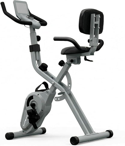 BARWING Stationary Exercise Bike for Home Workout, 5 IN 1 Foldable Indoor Cycling Bike for Seniors, 350LB Capacity, 16-Level Magnetic Resistance, Seat Backrest Adjustments
