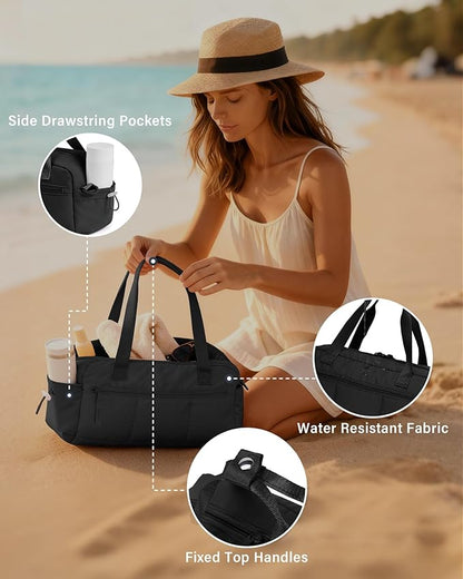 Ceneda Small Gym Bag for Women, Quilted Puffer Tote with Wet Pocket & Coin Purse, Lightweight Mini Sports Travel Duffle with Crossbody Strap, Water-Resistant for Workout, Yoga, Daily Commute