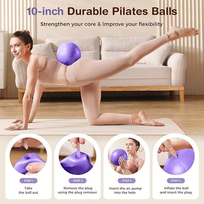 Pilates Kit 13Pcs Home Pilates Essentials Workout Kit with 13" Ring, 10" Ball and Resistance Bands for Women at Home Pilates Equipment Set for Beginners