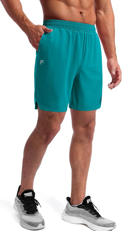 Running Shorts for Men 7 inch Inseam 2 in 1 Quick Dry Athletic Gym Workout Tennis Shorts with Phone Pockets