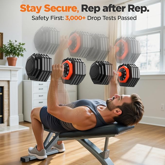 2026 Updated Adjustable Dumbbell Set of 2, 110lbs/50lbs Weights Dumbbell Set with Storage Box, 25lbs/55lbs Adjustable Weights with Anti-slip Silicone Grip, Weight Set For Home Gym Suit both Men and Women