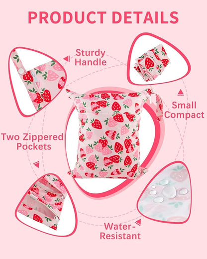 babygoal Wet Dry Bags for Baby Cloth Diapers, Washable Travel Bags, Beach, Pool, Gym Bag for Swimsuits & Wet Clothes with Two Zippered Pockets 2 Pack LN02