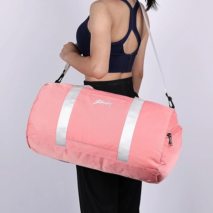 BE Smart Gym Bag Sports Duffle Bag for Men Women, Waterproof Gym Bags Weekender Bags with Shoe Compartment, Lightweight Large Overnight Workout Bag, Pink With Tpu Pocket, Casual Fashion