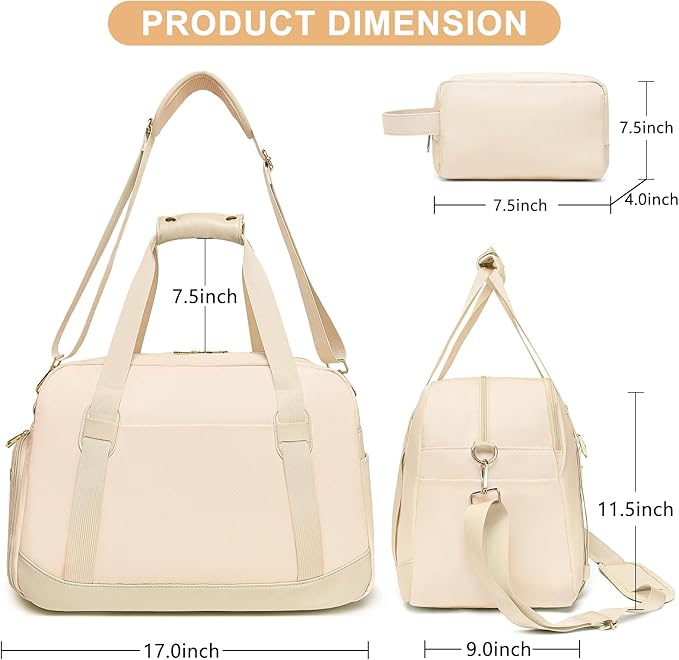 Sports Gym Bag for Women, Travel Duffle Bag with Shoe Compartment & Wet Pocket, Fitness Yoga Bag