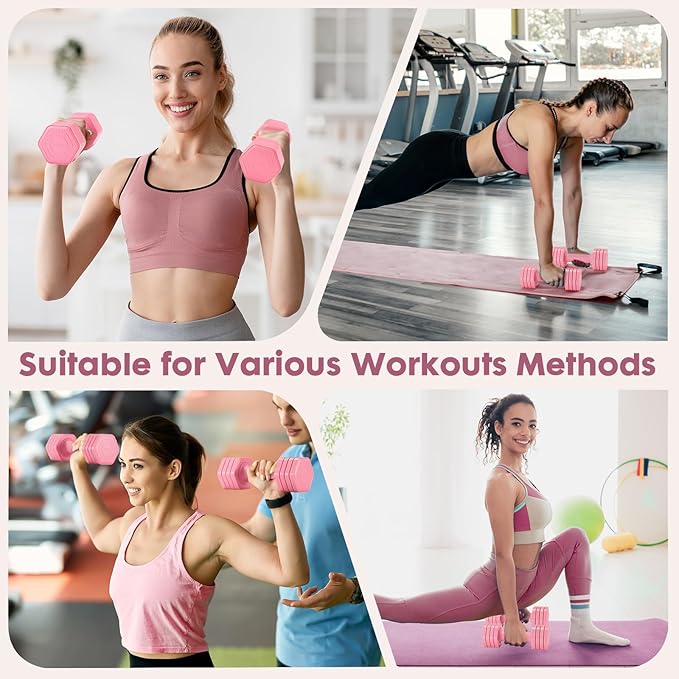 Adjustable Dumbbell Set, 4 in 1 Free Weights Dumbbells Set for Women, Weights for Women at Home, 2lb 3lb 4lb 5lb with TPU Soft Rubber Handle for Home Gym Exercise Training