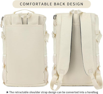 Solid color gym duffel bag backpack, wrestling bag,with shoe compartment, 4 kinds of back method waterproof travel sports walking laptop Lightweight（B-Sea Salt White）