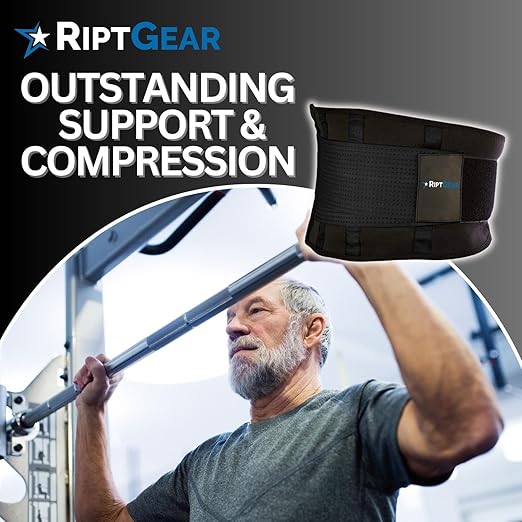 RiptGear Back Brace for Lower Back Pain Relief - Breathable Back Brace for Men and Women - Ideal for Lifting, Work, Sciatica, Herniated Disc, and Lumbar Support - Black, Large (Waist: 32"-35")
