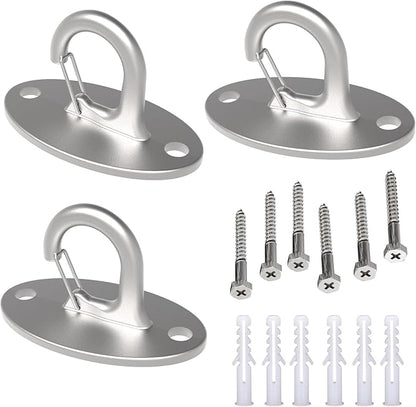 FITKIT 3-Pack Resistance Band Wall Anchors, 304 Stainless Steel No Weld Wall Mount for Exercise Bands & Suspension Straps, Strength Training Spring Snap Hooks for Gym Home Exercises