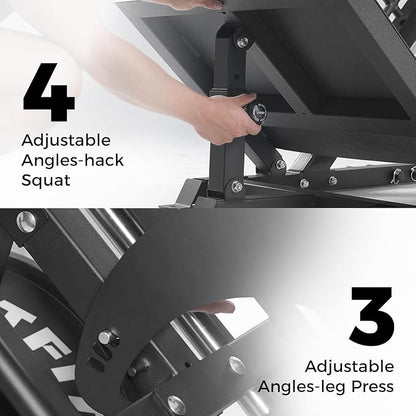 RitFit 3-in-1 Leg Press Hack Squat Machine for Home Gym, 1500LB Capacity, Compact Space-Saving Design with Multiple Hack Squat & Leg Press Angles