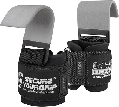 Weight Lifting Rod Hooks Heavy Duty Wrist Wraps Power Weight Lifting Training Gym Grips Straps Set of 2