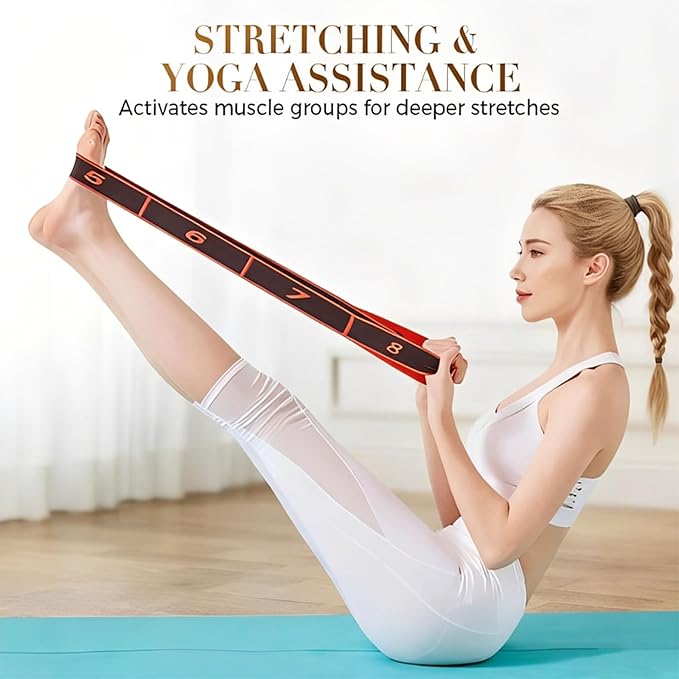 2027 New Fitness Resistance Band for Stretching and Yoga, Numbered Stretch Resistance Strap with Clear Sections, Adjustable Elastic Band for Yoga, Pilates & Full Body Stretching