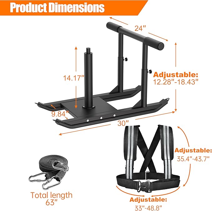 Weight Sled for Training - Heavy Duty Football Sled for Lineman, Sled Pull Workouts, Speed & Strength Training, Football Blocking Sled, Running Sled for Athletes, Weighted Sled for Outdoor & Indoor Workouts