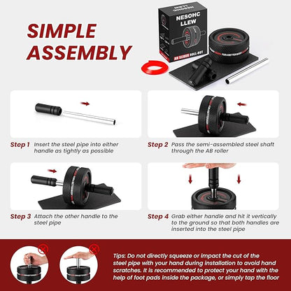 Ab Roller Wheel. Abdominal Training Roller for Men/Women, Abdominal Wheels Widened to 3.4 ", Rubber Tread of The Abdominal Wheel Upgraded, Max Weight 490 lbs