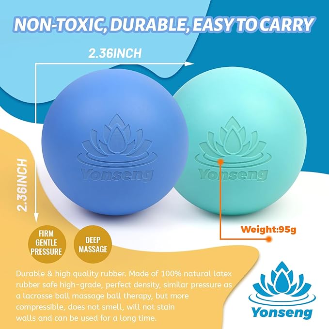 Natural Rubber Physical Massage Therapy Ball Set Physical Massage Ball Therapy Equipment for Myofascial Release, Trigger Point Therapy, Muscle Soreness Deep Tissue Massage Balls(2 Pack)