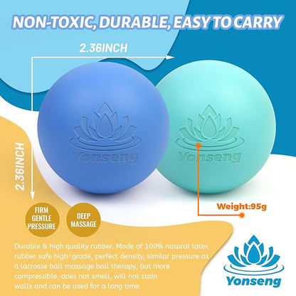 Natural Rubber Physical Massage Therapy Ball Set Physical Massage Ball Therapy Equipment for Myofascial Release, Trigger Point Therapy, Muscle Soreness Deep Tissue Massage Balls(2 Pack)
