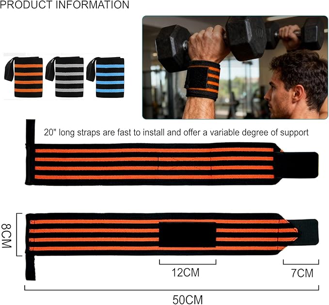 Wrist Wraps for Weightlifting 18" Professional Gym Wrist Straps for Lifting with Heavy Duty Thumb Loop Support for Powerlifting,Bench,Cross Training, Elastic Wrist Brace for Men Women Work Out