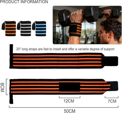 Wrist Wraps for Weightlifting 18" Professional Gym Wrist Straps for Lifting with Heavy Duty Thumb Loop Support for Powerlifting,Bench,Cross Training, Elastic Wrist Brace for Men Women Work Out