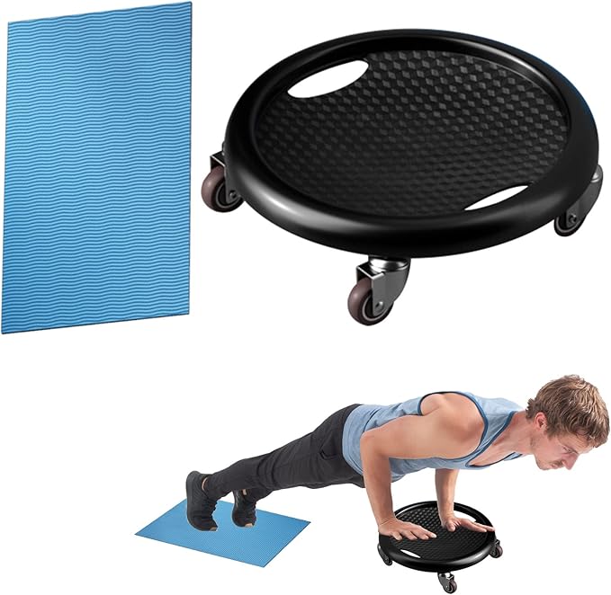 Core Coaster Abdominal Abs Training Machine Equipment,Ab Wheel Roller Exercise for Home Gym Workout Fitness,Waist Strength Trainer with a Kneel Mat