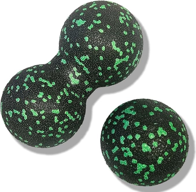 Set of 2 Peanut Massage Ball - Double Ball for Trigger Point Therapy, Myofascial Release, Deep Tissue Fitness Massage & Relax Tight Muscles, Trigger Point Massage Ball (Green)