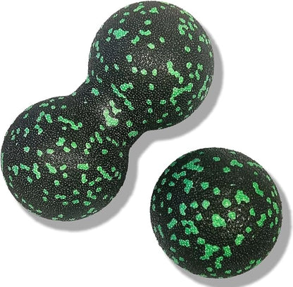 Set of 2 Peanut Massage Ball - Double Ball for Trigger Point Therapy, Myofascial Release, Deep Tissue Fitness Massage & Relax Tight Muscles, Trigger Point Massage Ball (Green)