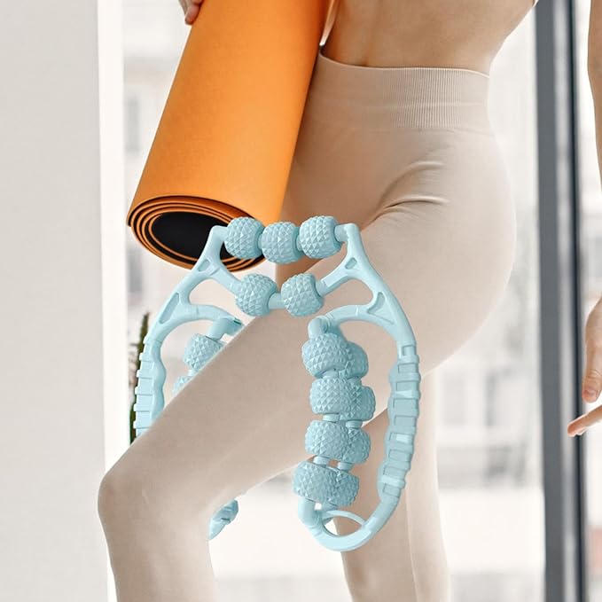 Massage Roller 21 Wheels Portable Workout Leg Massage Tool for Sports, Blue