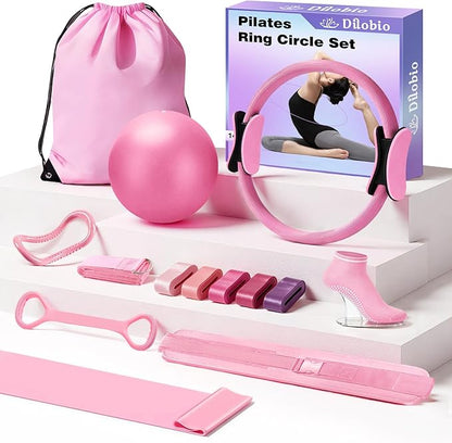 Pilates Kit for Home Workouts, Pilates Equipment Ring and Ball Set with Hip Thrust Belt, Pilates Essentials Kit for Women, Home Pilates Workout Kit for Toning & Strength