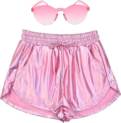 Perfashion Women's Metallic Shorts Summer Sparkly Hot Outfit Shiny Short Pants