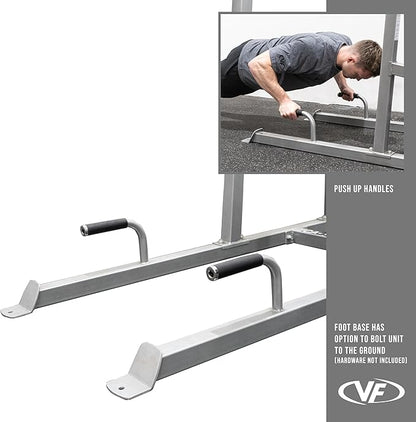 Valor Fitness Power Tower Dip Station - Functional Workout - Pull Ups Chin Ups Knee Raises Leg Raises Dips Machine Push Ups - Home Gym Strength Training Equipment
