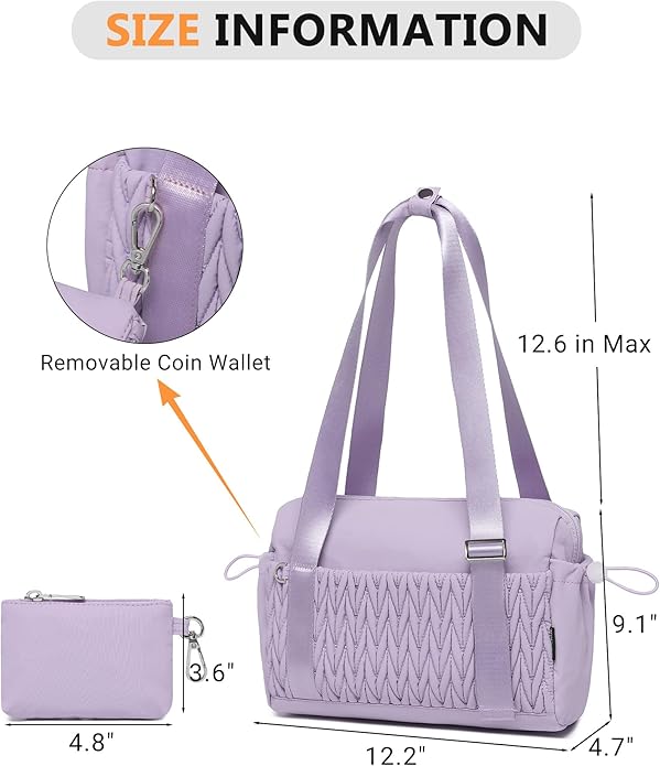 Small Gym Bag for Women Quilted Mini Tote with Wet Compartment and Coin Purse, Cute Duffle Bag for Girls Workout Sport Travel