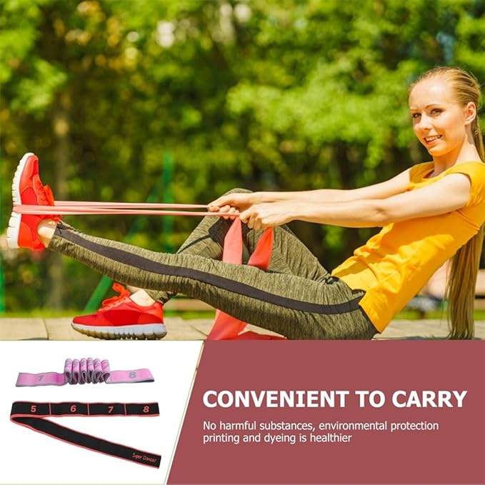 FUOYLOO 2pcs Yoga Resistance Bands Set Professional Elastic Stretch Bands for Fitness Training Bodybuilding Back Stretching for Beginners in Crimson and Rose