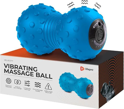 LifePro 4-Speed Vibrating Massage Ball - Peanut Massager Combines a Lacrosse Ball with Vibrating Foam Roller | Vibration Roller for Recovery, Mobility & Deep Tissue Trigger Point Therapy