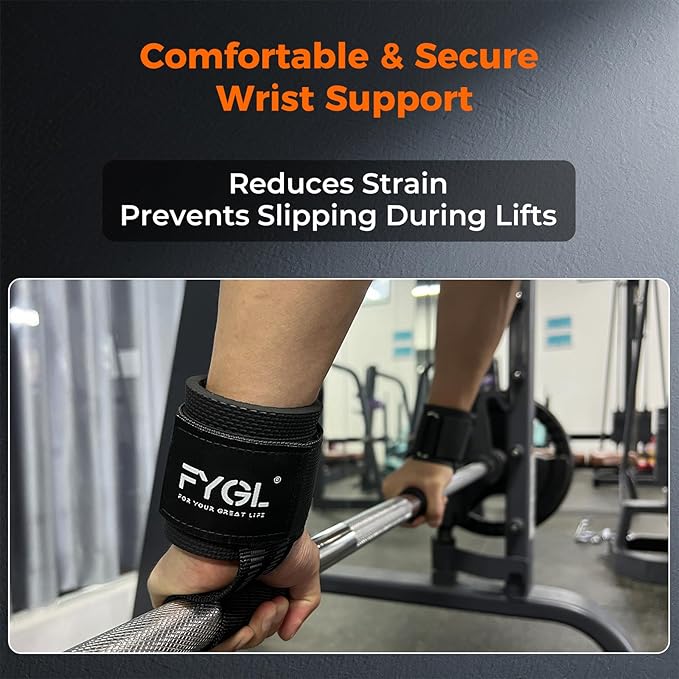 Weight-Lifting-Straps - Neoprene Padded Wrist Support with Nylon Dura Grip, Wrist Wraps for Weightlifting, Powerlifting, Deadlift & Strength Training